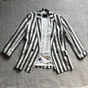 Bershka White and Gray Stripe Blazer